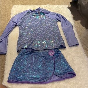 BeBop Purple Rashguard Swim Set with Mermaid Design